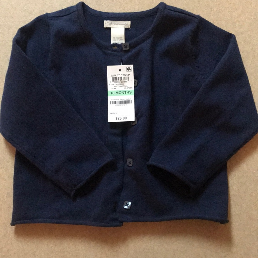 NWT First Impressions Navy Cardigan